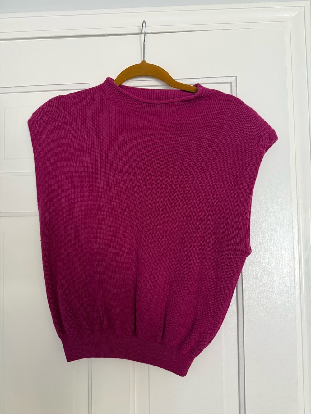 Ellison Sleeveless Mock Neck Knit Top in Fuchsia